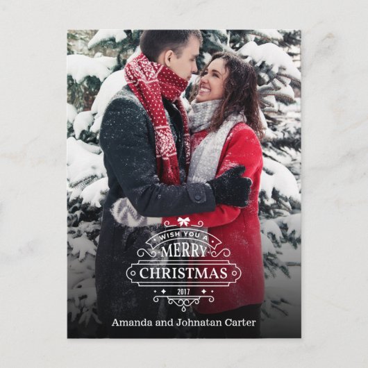 エレガントお洒落Christmas Holiday Photoはがき シーズンポストカード (正面)