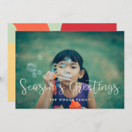 エレガントお洒落Season's Greetings Family Photo シーズンカード