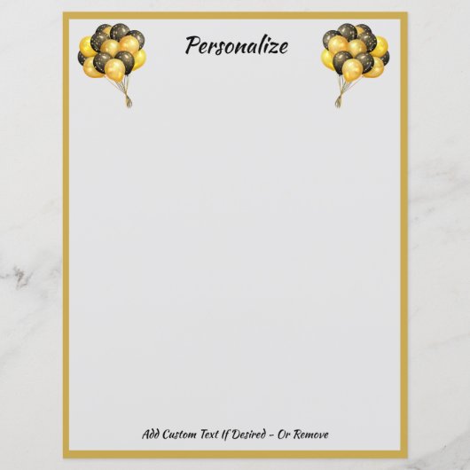 エレガントお祝いバルーン黒と金ゴールド (正面)