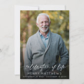 エレガントお祝い・オブ・ライフ・スクリプト写真葬儀 サンキューカード (正面)