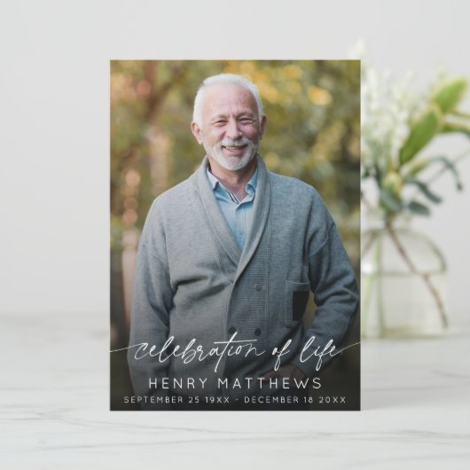 エレガントお祝い・オブ・ライフ・スクリプト写真葬儀 サンキューカード (スタンド正面)