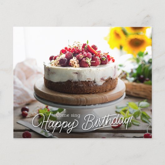 エレガントお誕生日ケーキパーティの招待状 (正面)