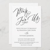 「エレガントお越し下さい」白黒結婚ズ 招待状 (正面/裏面)