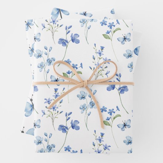 エレガントかわいい野花と蝶 ラッピングペーパーシート (インサイチュ)