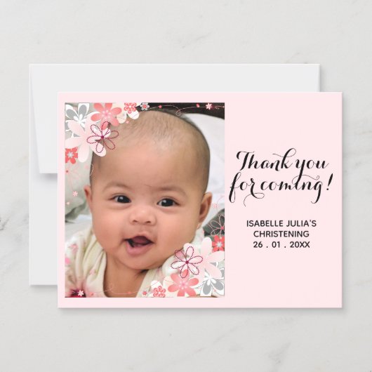 エレガントかわいらしありが来とう！《キリスト教》洗礼式や命名式 マグネット招待状 (正面)