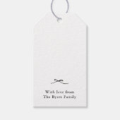 エレガントかわいらしシンプルブラックボーモノグラム ギフトタグ (正面)