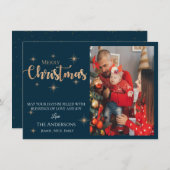エレガントかわいらしタイポグラフィ | Merry Christmas Photo ノートカード (正面/裏面)