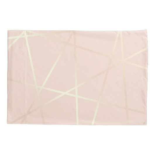 エレガントかわいらしバラ金ゴールドと赤面ピンク幾何学的 枕カバー (裏面)