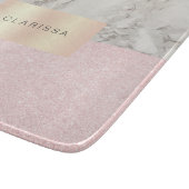 エレガントかわいらしバラ金ゴールドグリッターとホワイトマーブル カッティングボード (角)