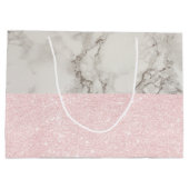 エレガントかわいらしバラ金ゴールドグリッターとホワイトマーブル ラージペーパーバッグ (裏面)