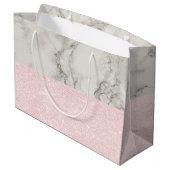エレガントかわいらしバラ金ゴールドグリッターとホワイトマーブル ラージペーパーバッグ (裏面アングル)