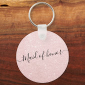 エレガントかわいらしバラ金ゴールドグリッターメイド・オブ・オーナー(花嫁付き添い人) キーホルダー (正面)