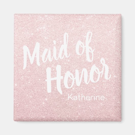 エレガントかわいらしバラ金ゴールドグリッターメイド・オブ・オーナー（花嫁付き添い人） マグネット (正面)