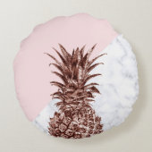 エレガントかわいらしバラ金ゴールドパイナップル白大理石 ラウンドクッション (裏面)