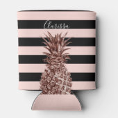 エレガントかわいらしバラ金ゴールドパイナップル&ピンクストライプ 缶クーラー (裏面)