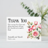 エレガントかわいらしピンク結婚ローズサンキューカード 招待状 (スタンド正面)