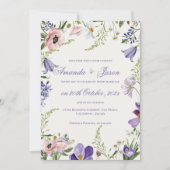 エレガントかわいらしピープルブルーフローラ結婚ズ 招待状 (正面)