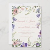 エレガントかわいらしピープルブルーフローラ結婚ズ 招待状 (正面)