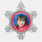 エレガントかわいらしフェスティバルカスタム写真 スノーフレークピューターオーナメント (正面)