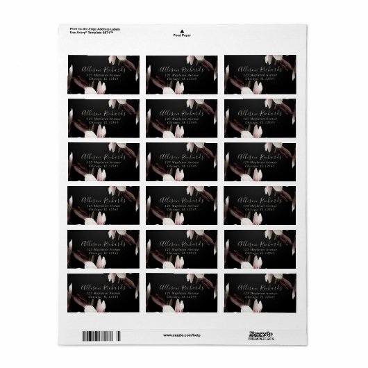 エレガントかわいらしフローラタイポグラフィ差出人住所 ラベル (フルシート)