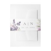 エレガントかわいらしモグラム紫フローラ結婚ズ 招待状ベリーバンド (正面例)