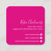 エレガントかわいらしモダン金ゴールド熱ピンク スクエア名刺 (裏面)