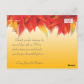 エレガントかわいらし秋の結婚式感謝してい ポストカード (裏面)