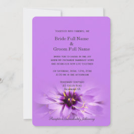 エレガントかわいらし紫結婚花 招待状