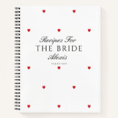 エレガントかわいらし赤いハートブライダルシャワーレシピ ノートブック (正面)