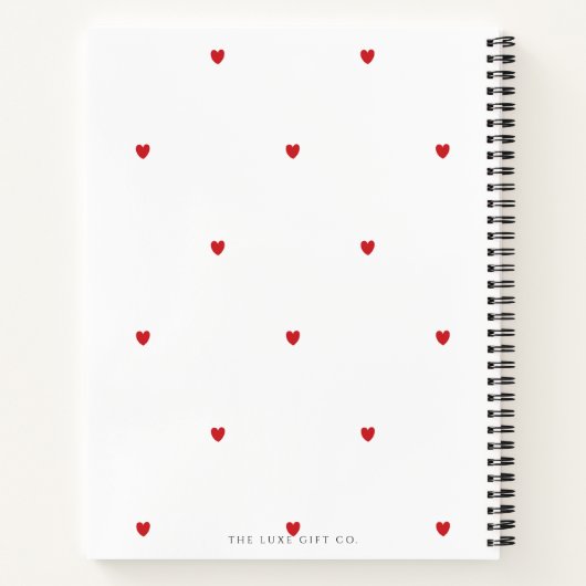 エレガントかわいらし赤いハートブライダルシャワーレシピ ノートブック (裏面)