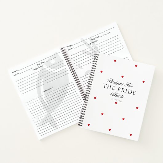 エレガントかわいらし赤いハートブライダルシャワーレシピ ノートブック (内部)