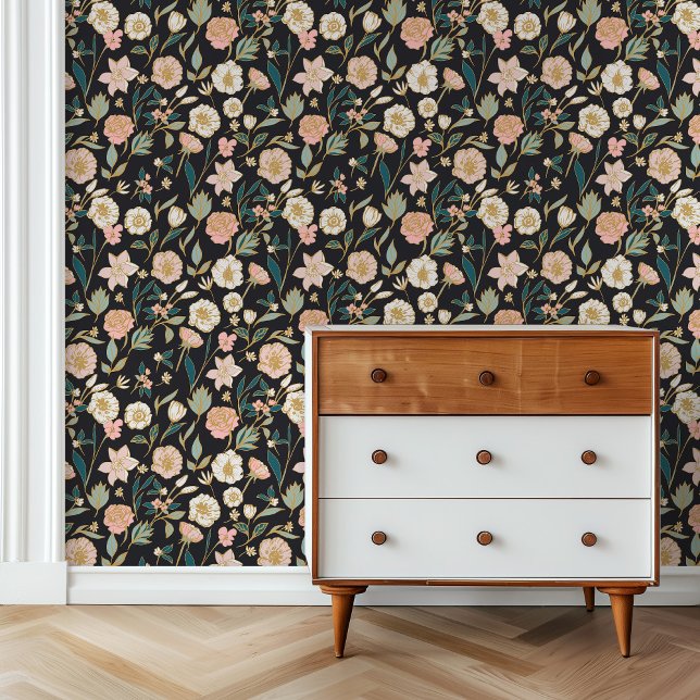 エレガントかわいらし金ゴールドカスタム花模様 壁紙 (クリエイターアップロード済み)