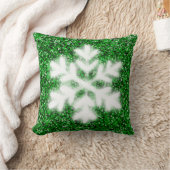 エレガントきらめくグリッター霜の降りた緑 クッション (ブランケット)