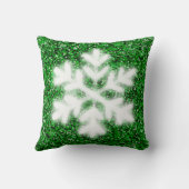 エレガントきらめくグリッター霜の降りた緑 クッション (裏面)