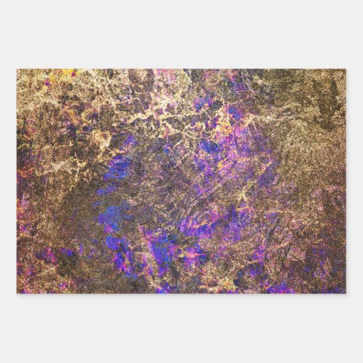 エレガントきらめくフェイク金ゴールドと数々の色大理石 ラッピングペーパーシート (正面2)