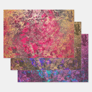 エレガントきらめくフェイク金ゴールドと数々の色大理石 ラッピングペーパーシート