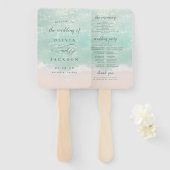 エレガントきらめく海ビーチ結婚式 ハンドファン (正面&裏面)