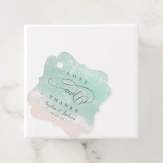 エレガントきらめく海感謝してい愛ビーチ結婚式 フェイバータグ (インサイチュ)