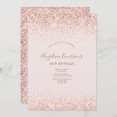 エレガントきらめく赤面誕生日 招待状 (正面/裏面)