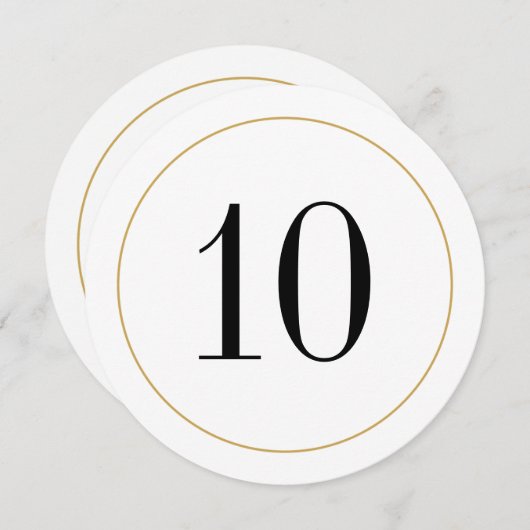 エレガントきらめく金ゴールド円表番号10カード 招待状 (正面/裏面)