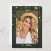 エレガントきらめく金ゴールド列ライトブライダルシャワー 招待状 (裏面)