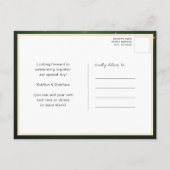 エレガントきらめく金ゴールド列結婚灯 インビテーションポストカード (裏面)