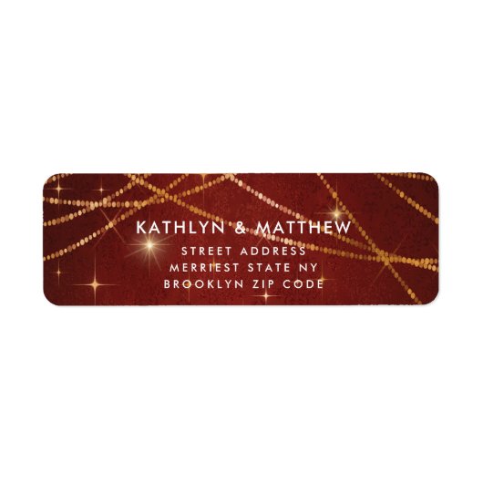 エレガントきらめく金ゴールド列結婚灯 ラベル (正面)