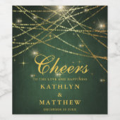 エレガントきらめく金ゴールド列結婚灯 ワインラベル (シングルラベル)