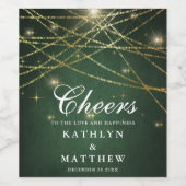 エレガントきらめく金ゴールド列結婚灯 ワインラベル (シングルラベル)