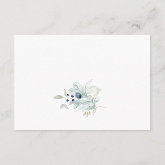 エレガントくすんだ青い冬の結婚葉の詳細 エンクロージャーカード (裏面)