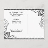 エレガントこうもり&フローリッシュハロウィーンブライダルシャワー インビテーションポストカード (裏面)