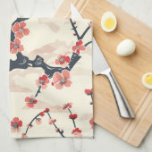 エレガントさくらんぼのシームレスなパターン(5) キッチンタオル (四つ折り)
