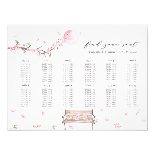 エレガントさくらんぼの結婚シーティングチャート フォトプリント            (正面)