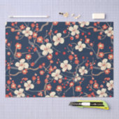 エレガントさくらんぼの花の継ぎ目のないパターン(10) 薄葉紙 (クラフト)